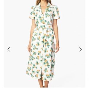 Weworewhat CAMP COLLAR ORANGES LINEN SHIRT DRESS XL